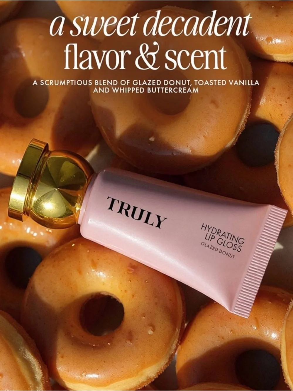 Truly Glazed Donut Hydrating Lip Gloss Mauve Pink 0.44 oz NIB Semi-Sheer